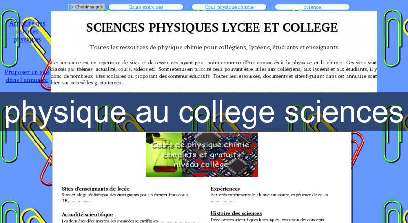  physique au college sciences