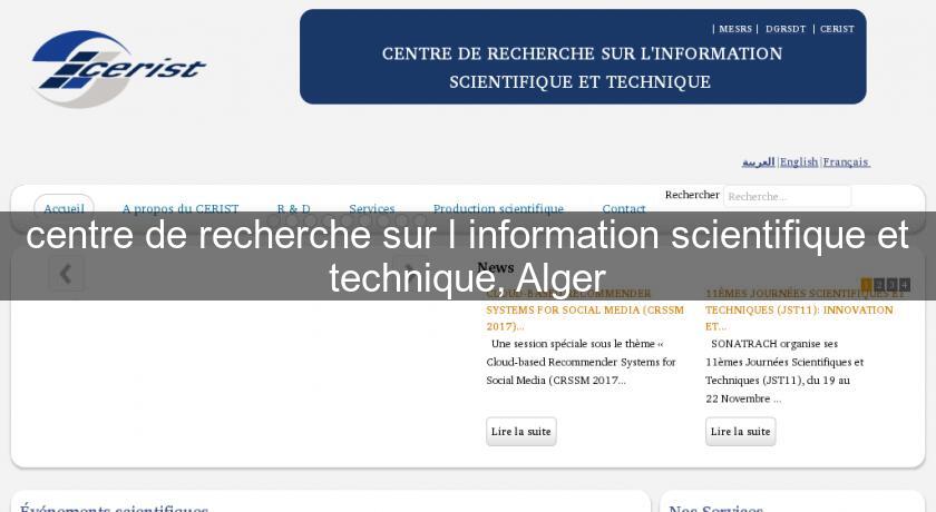 centre de recherche sur l'information scientifique et technique, Alger