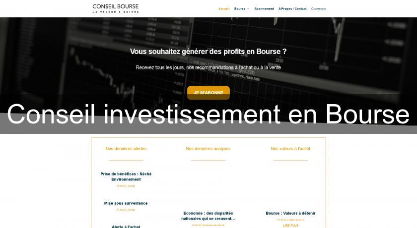 Conseil investissement en Bourse