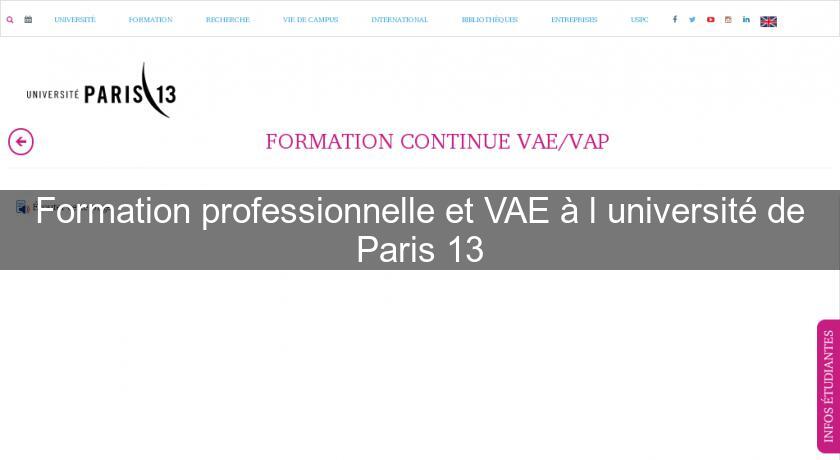 Formation professionnelle et VAE à l'université de Paris 13
