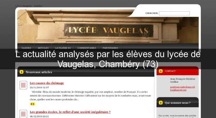 L'actualité analysés par les élèves du lycée de Vaugelas, Chambéry (73)