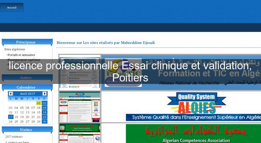 licence professionnelle Essai clinique et validation, Poitiers