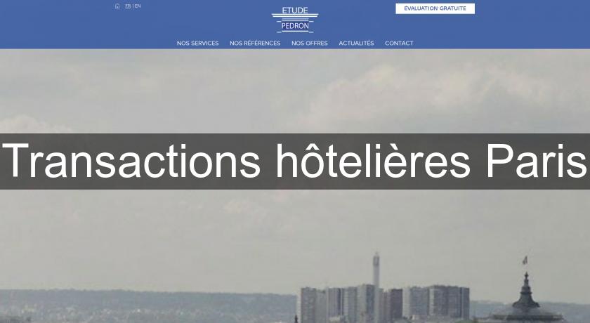 Transactions hôtelières Paris