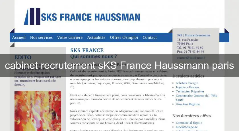 cabinet recrutement sKS France Haussmann paris