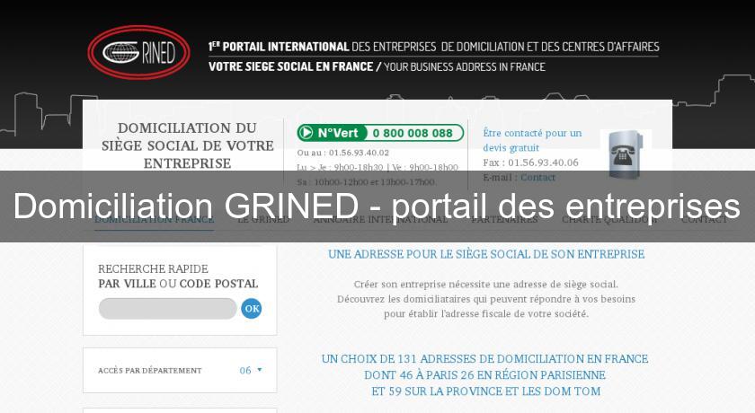 Domiciliation GRINED - portail des entreprises