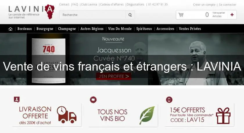 Vente de vins français et étrangers : LAVINIA