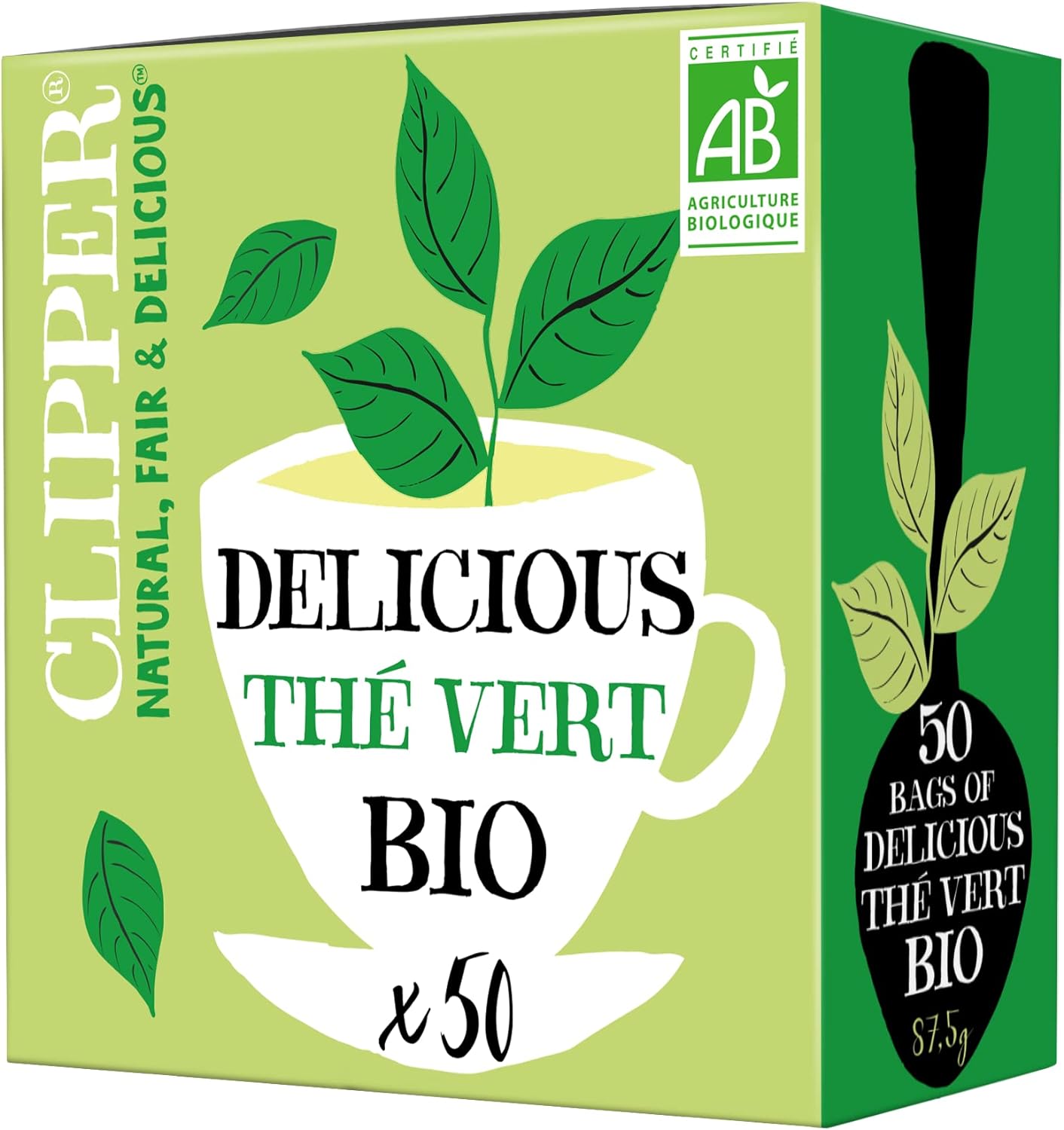 Clipper Thé Vert Bio - Délicieux et Équitable - Grand Format 50 Sachets - Naturalité et Saveurs Uniques