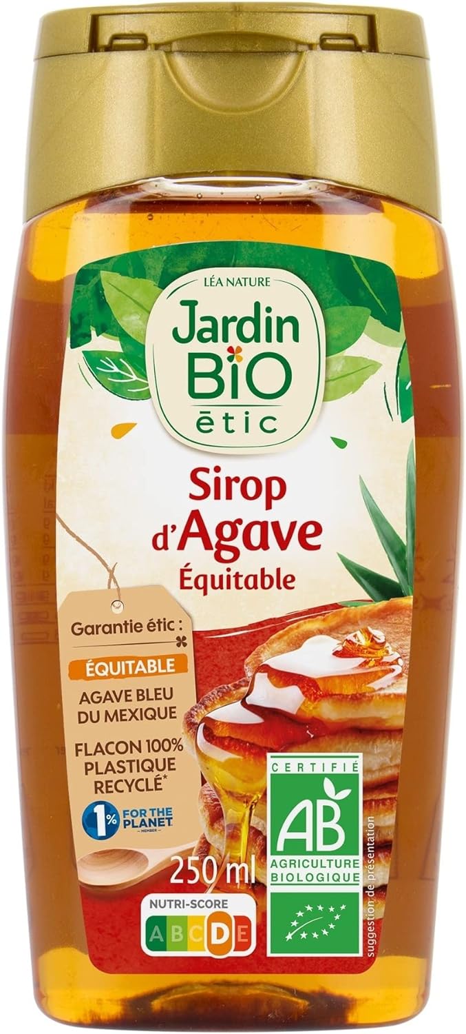 Sirop d'Agave Jardin BiO étic 250 ml - Alternatif vegan au miel, sève d'agave bleu du Mexique, flacon recyclé