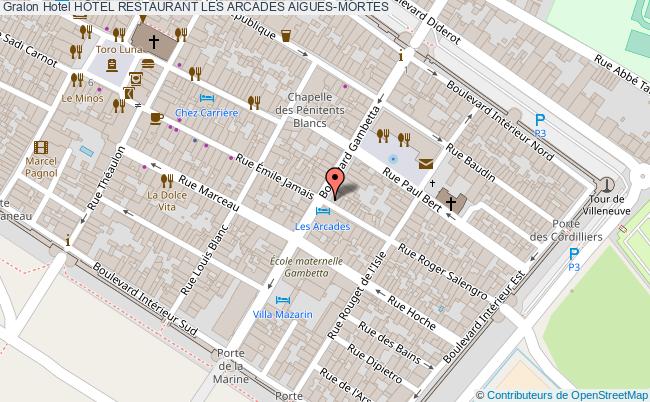 plan HÔtel Restaurant Les Arcades AIGUES-MORTES