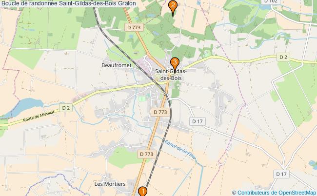 plan Boucle de randonnée Saint-Gildas-des-Bois : 3 équipements