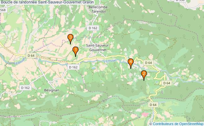 plan Boucle de randonnée Saint-Sauveur-Gouvernet : 4 équipements