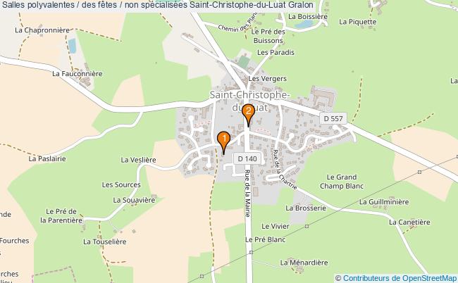 plan Salles polyvalentes / des fêtes / non spécialisées Saint-Christophe-du-Luat : 2 équipements