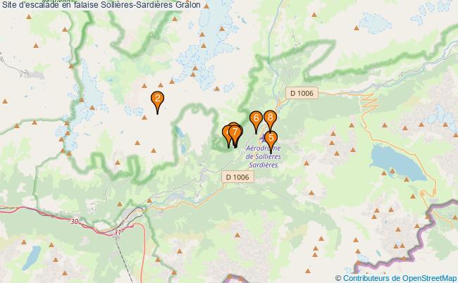 plan Site d'escalade en falaise Sollières-Sardières : 8 équipements