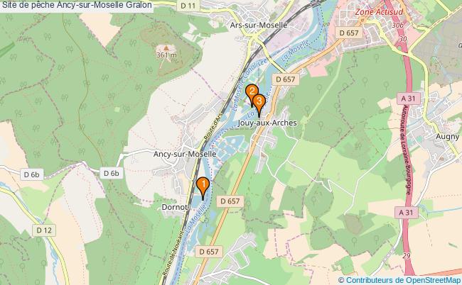 plan Site de pêche Ancy-sur-Moselle : 3 équipements