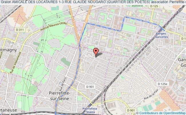 plan association Amicale Des Locataires 1-3 Rue Claude Nougaro (quartier Des Poetes) Pierrefitte-sur-Seine