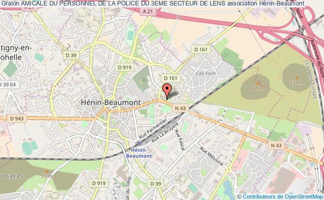plan association Amicale Du Personnel De La Police Du 3eme Secteur De Lens Hénin-Beaumont