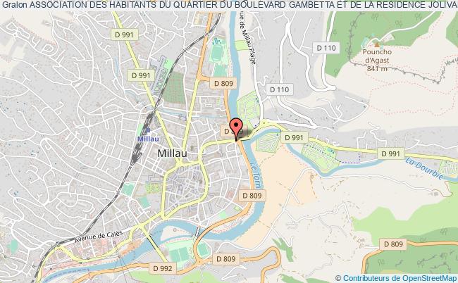 plan association Association Des Habitants Du Quartier Du Boulevard Gambetta Et De La Residence Jolival Millau