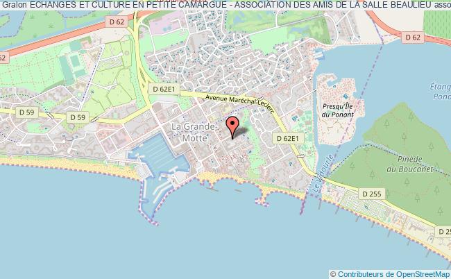 plan association Echanges Et Culture En Petite Camargue - Association Des Amis De La Salle Beaulieu La Grande-Motte