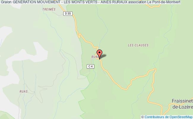 plan association GÉnÉration Mouvement - Les Monts Verts - AinÉs Ruraux Pont de Montvert - Sud Mont Lozère