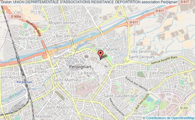 plan association Union Departementale D'associations Resistance Deportation Perpignan