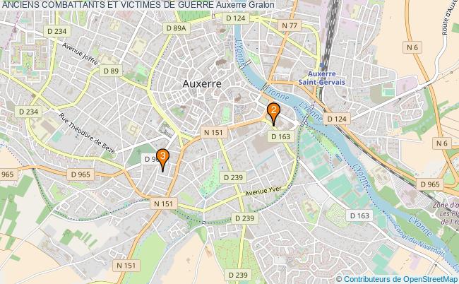 plan ANCIENS COMBATTANTS ET VICTIMES DE GUERRE Auxerre Associations ANCIENS COMBATTANTS ET VICTIMES DE GUERRE Auxerre : 3 associations