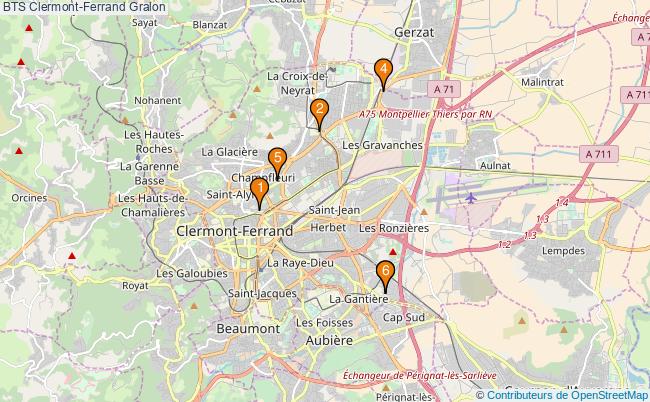 plan BTS Clermont-Ferrand Associations BTS Clermont-Ferrand : 5 associations