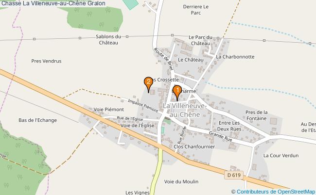 plan Chasse La Villeneuve-au-Chêne Associations chasse La Villeneuve-au-Chêne : 2 associations