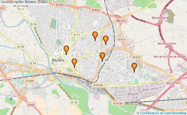 plan Circonscription Béziers Associations circonscription Béziers : 5 associations