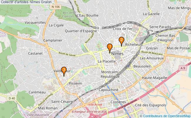 plan Collectif d'artistes Nîmes Associations collectif d'artistes Nîmes : 4 associations