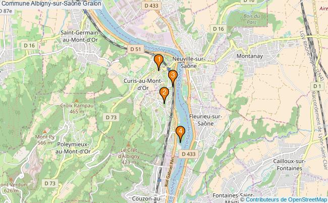 plan Commune Albigny-sur-Saône Associations commune Albigny-sur-Saône : 4 associations