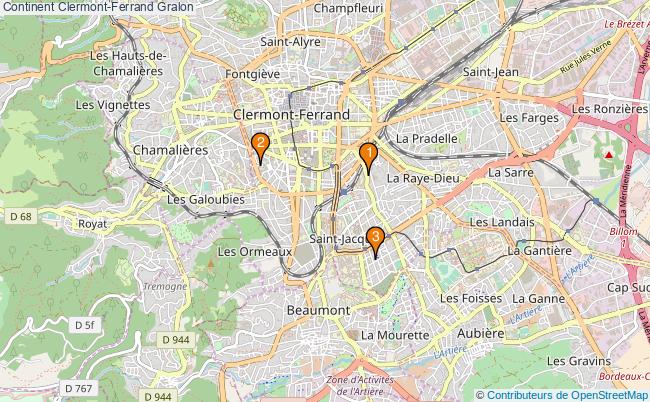 plan Continent Clermont-Ferrand Associations Continent Clermont-Ferrand : 3 associations