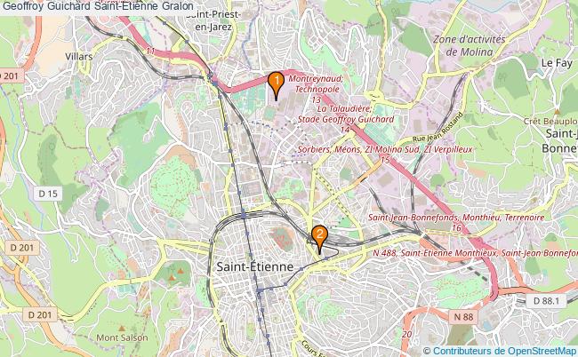 plan Geoffroy Guichard Saint-Etienne Associations Geoffroy Guichard Saint-Etienne : 3 associations