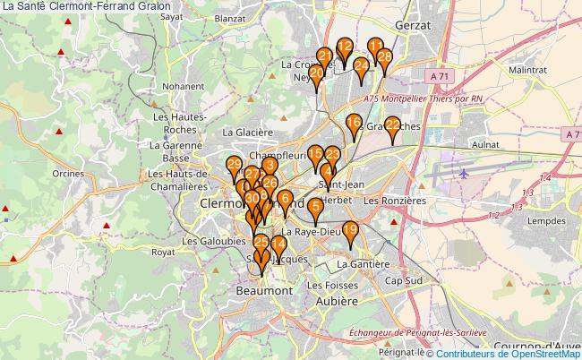 plan La Santé Clermont-Ferrand Associations La Santé Clermont-Ferrand : 62 associations
