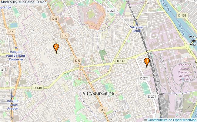 plan Moto Vitry-sur-Seine Associations moto Vitry-sur-Seine : 3 associations