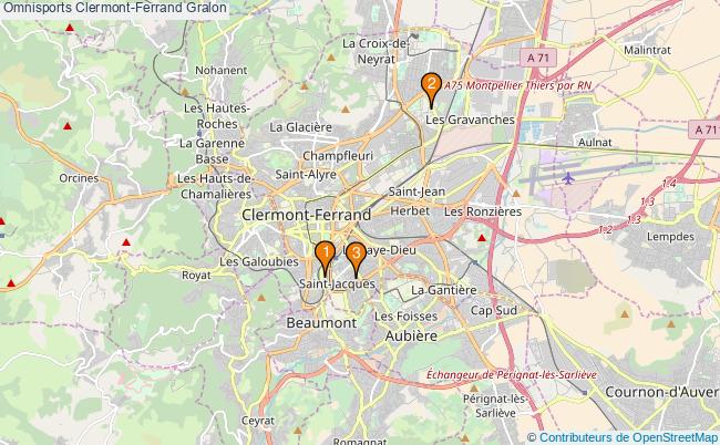 plan Omnisports Clermont-Ferrand Associations omnisports Clermont-Ferrand : 3 associations