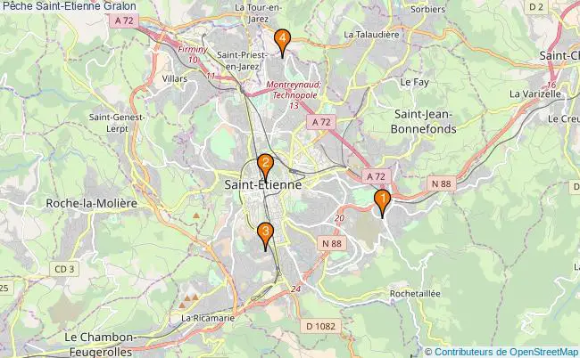 plan Pêche Saint-Etienne Associations pêche Saint-Etienne : 4 associations