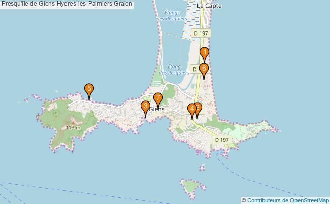 plan Presqu'île de Giens Hyeres-les-Palmiers Associations presqu'île de Giens Hyeres-les-Palmiers : 8 associations