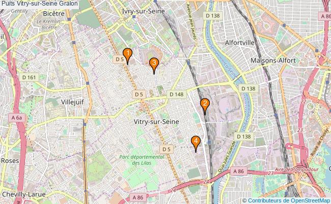 plan Puits Vitry-sur-Seine Associations puits Vitry-sur-Seine : 4 associations