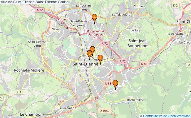 plan Ville de Saint-Étienne Saint-Etienne Associations Ville de Saint-Étienne Saint-Etienne : 4 associations