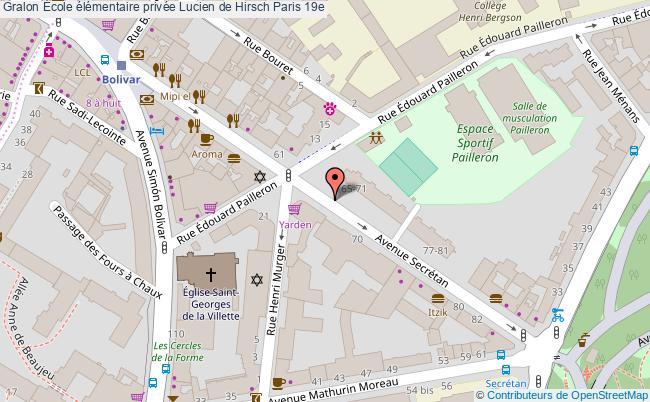 plan École élémentaire Privée Lucien De Hirsch Paris 19e Paris 19e